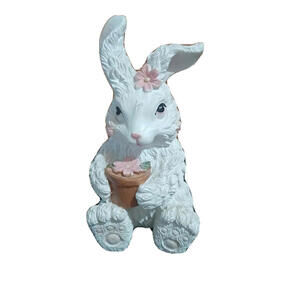 Small Resin Easter Bunny Figurine Handpainted Rabbit Collectible